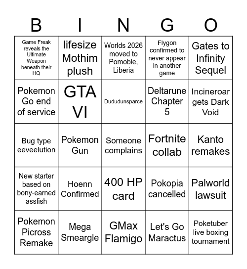 Pokemon Day 2026 Bingo Card