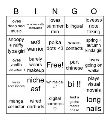 how similar are you to lorelai ? Bingo Card