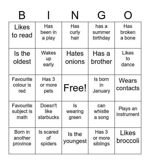 BLAZER BINGO Card