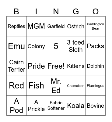 TRingo #55 Animal Farm! Bingo Card