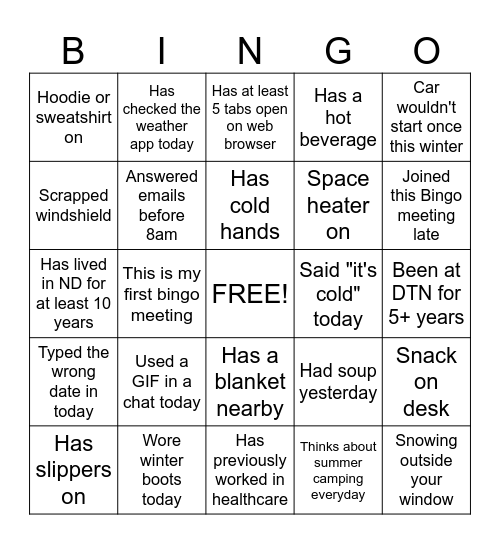 DTN Bingo Card