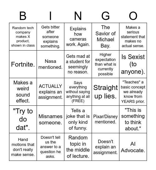 Jean Marc BINGO! Bingo Card