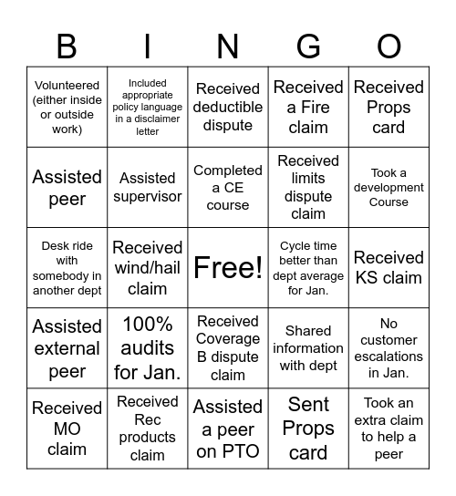 BINGO Card