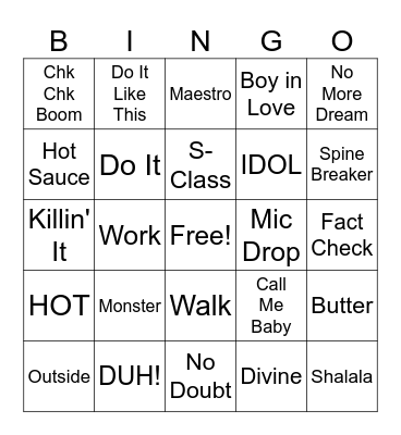 K-POP PARTY BINGO Card