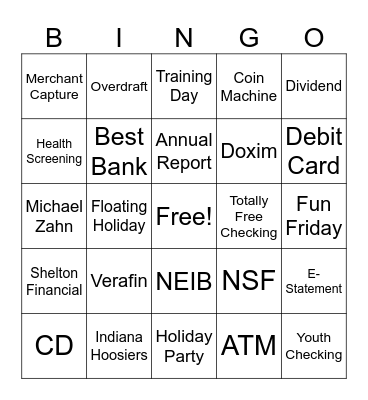 First Federal Savings Bank Bingo Card