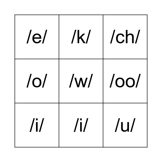 spell these sounds: Bingo Card