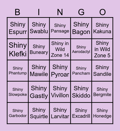 Legends Z-A Bingo Card