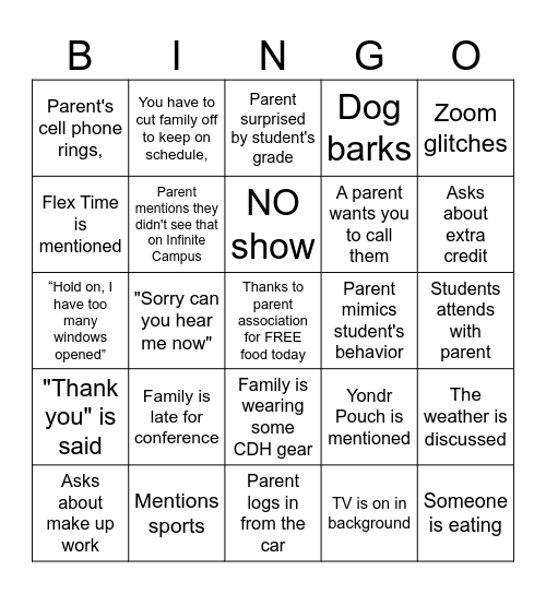 Zoom Conference 2026 Bingo Card