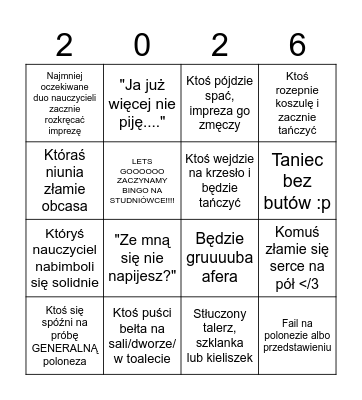 Studniówka!! :D Bingo Card
