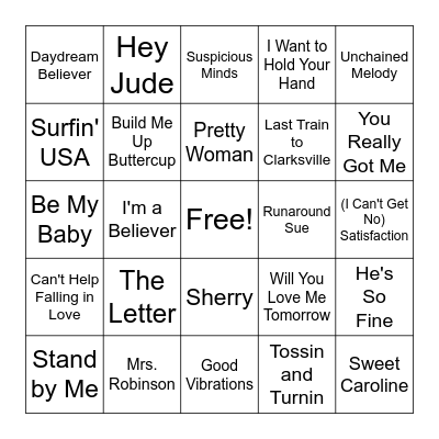 Round 4: 1960s Favorites Bingo Card