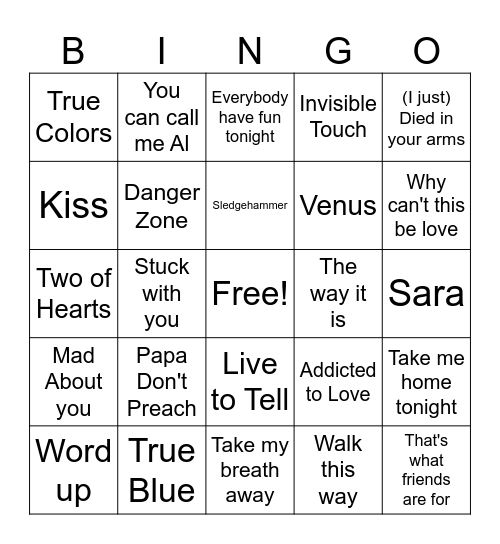 40 Years Ago Bingo Card