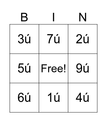 Uimhreacha Bingo Card