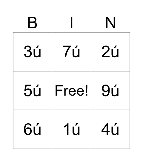 Uimhreacha Bingo Card