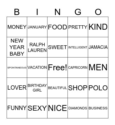 THE BIRTHDAY GIRL Bingo Card
