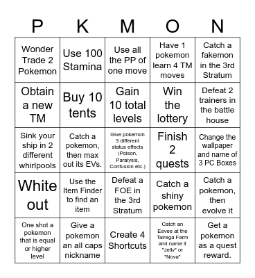 Pokemon Bingo Card