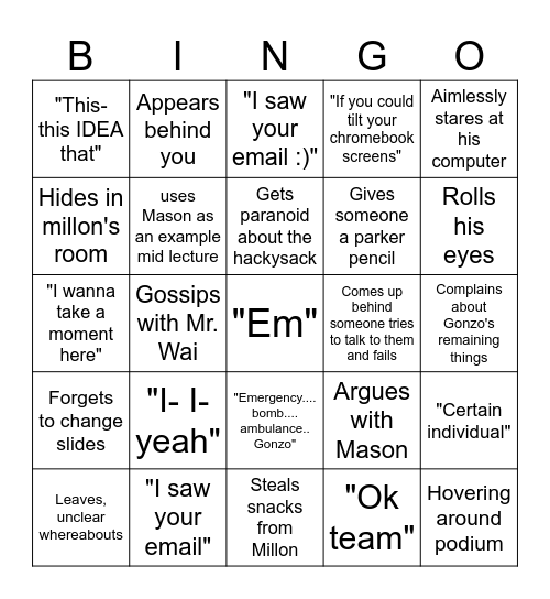 Parker Beginning Debate Bingo Card