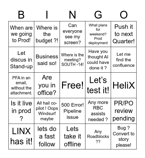 Bingo: Powered by HeliX Bingo Card