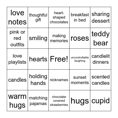 Valentines Bingo Card