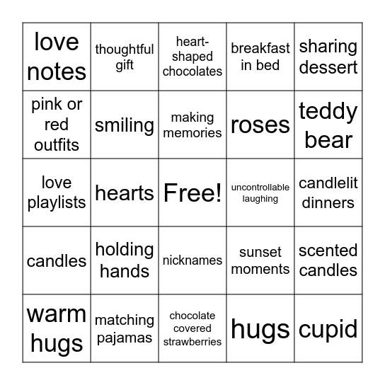 Valentines Bingo Card