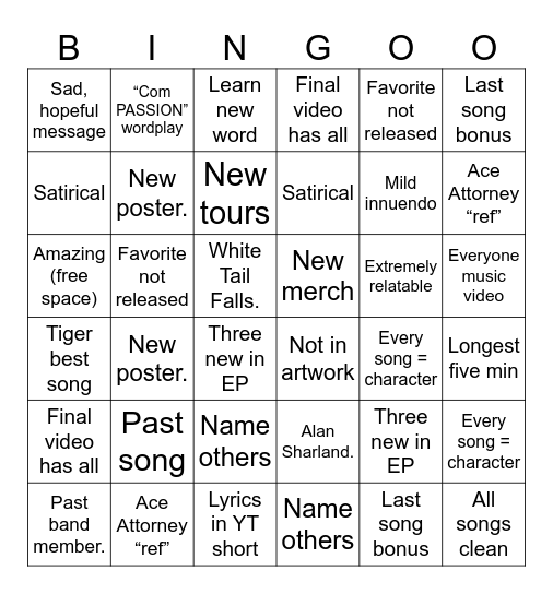 Compassion Bingo Card