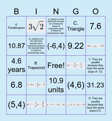 Geometry Module 4 Review BINGO! Bingo Card