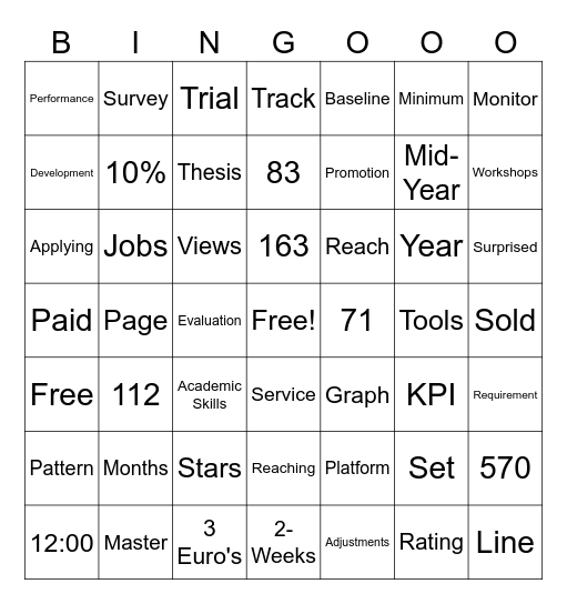 Services Bingo Card