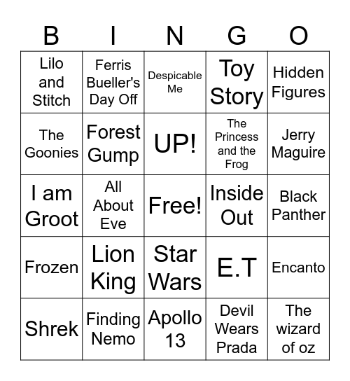MOVIE BINGO Card