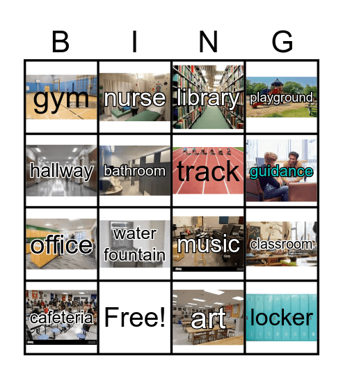 Places in the School Bingo Card