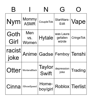 Christoph TikTok fpy bingo Card