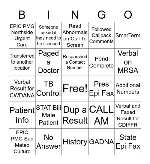 Priority II-IV Bingo Card