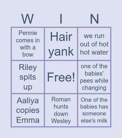 Room 2 WIN cards Bingo Card