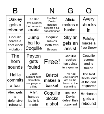 Red Devil Bingo Card