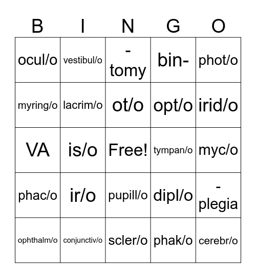 Med Term Ch 12 & 13 Bingo Card