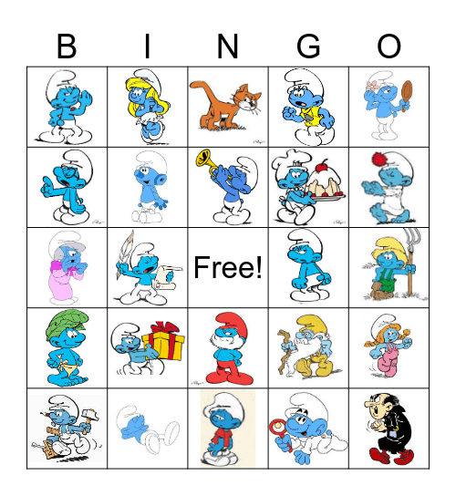 Smurfen Bingo Card