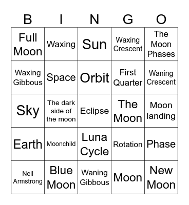 Moon Bingo Card