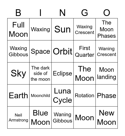 Moon Bingo Card