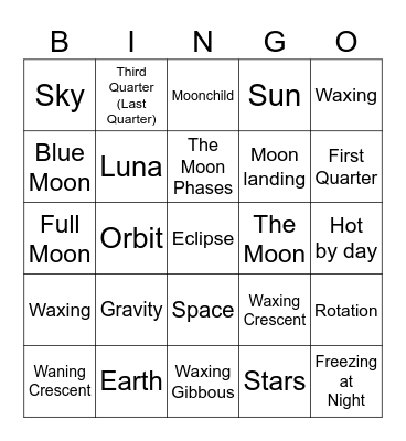 Moon Bingo Card