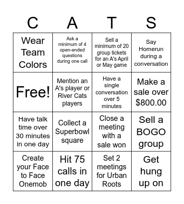 CATalyst Bingo Card