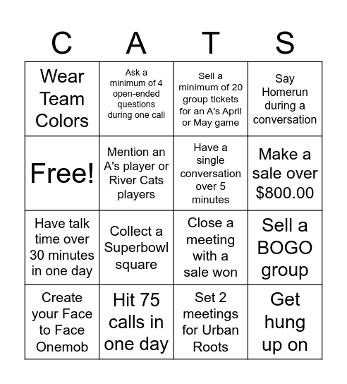 CATalyst Bingo Card