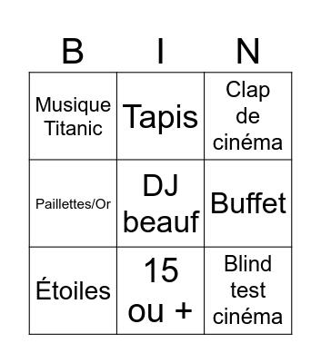 4 mariages Bingo Card