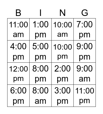 HIGH SCHOOL BINGO Card