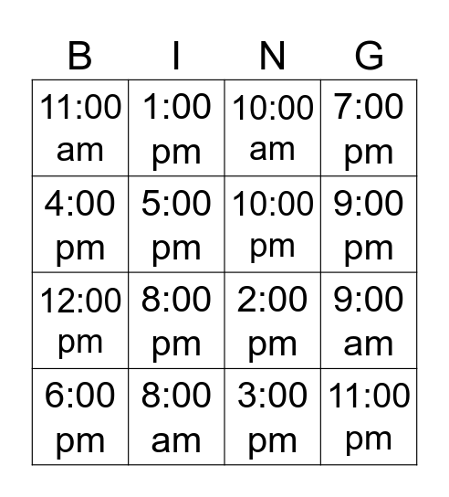 HIGH SCHOOL BINGO Card