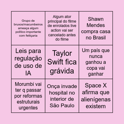 Bingo previsões 2026 Bingo Card