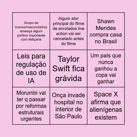 Bingo previsões 2026 Bingo Card