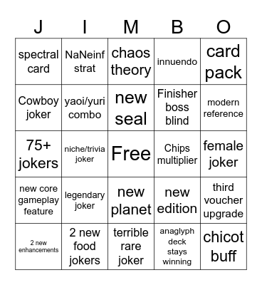1.1 Balatro Update Bingo Card