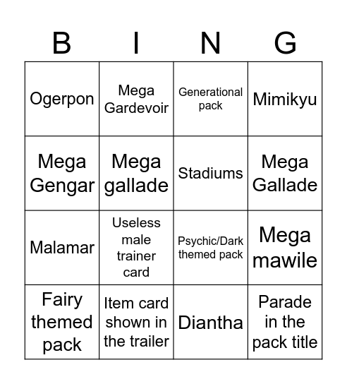 Trailer Bing Bingo Card