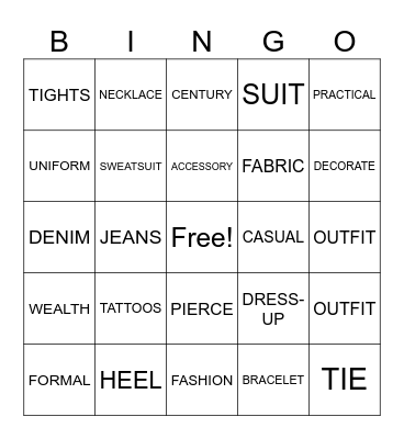 WHAT WE WEAR Bingo Card