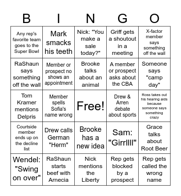 Merc Team Bingo Card