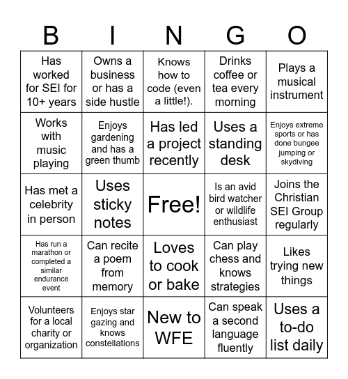 Networking BINGO Card