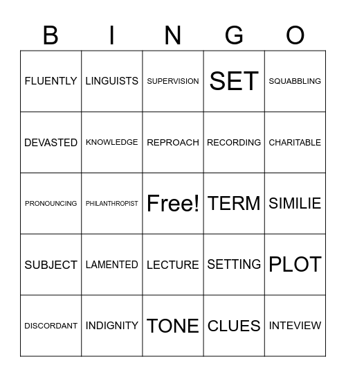 CROSSING GENERATIONS Bingo Card